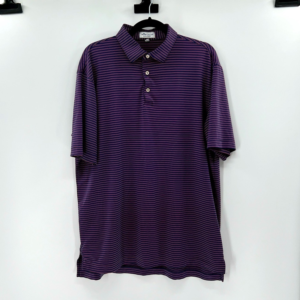 Peter Millar Summer Comfort Performance Golf Polo - Navy/Pink - Large